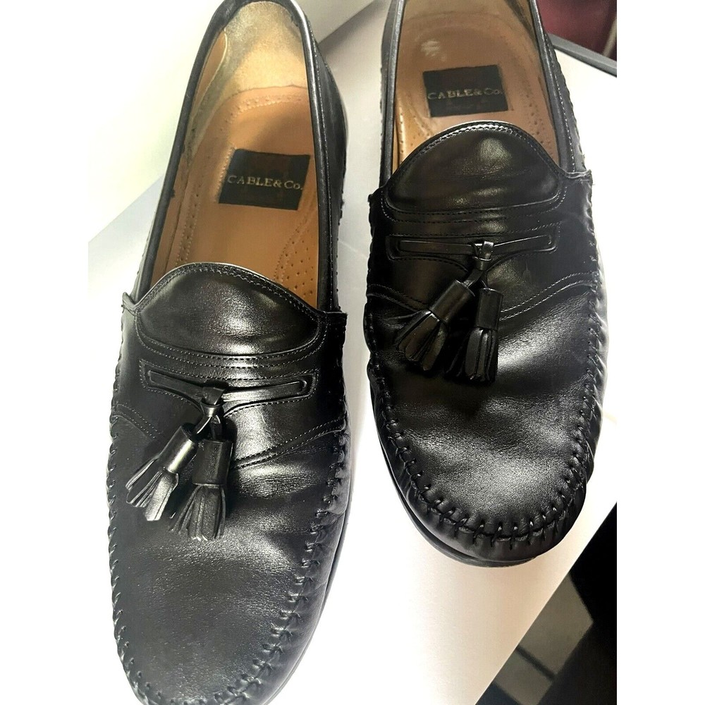 Cable & Co Vero Cuoio Shoes Men  Sz 9 1/2 M Leather Black Tasseled